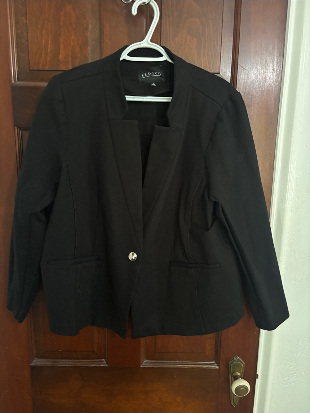 Eloquii Black Single-Button Notchless Blazer and matching pants 22w